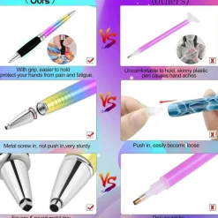 Square Diamond Painting Pen Set with Metal Tips, Round & Square Drill Heads & Multiplacer Tips