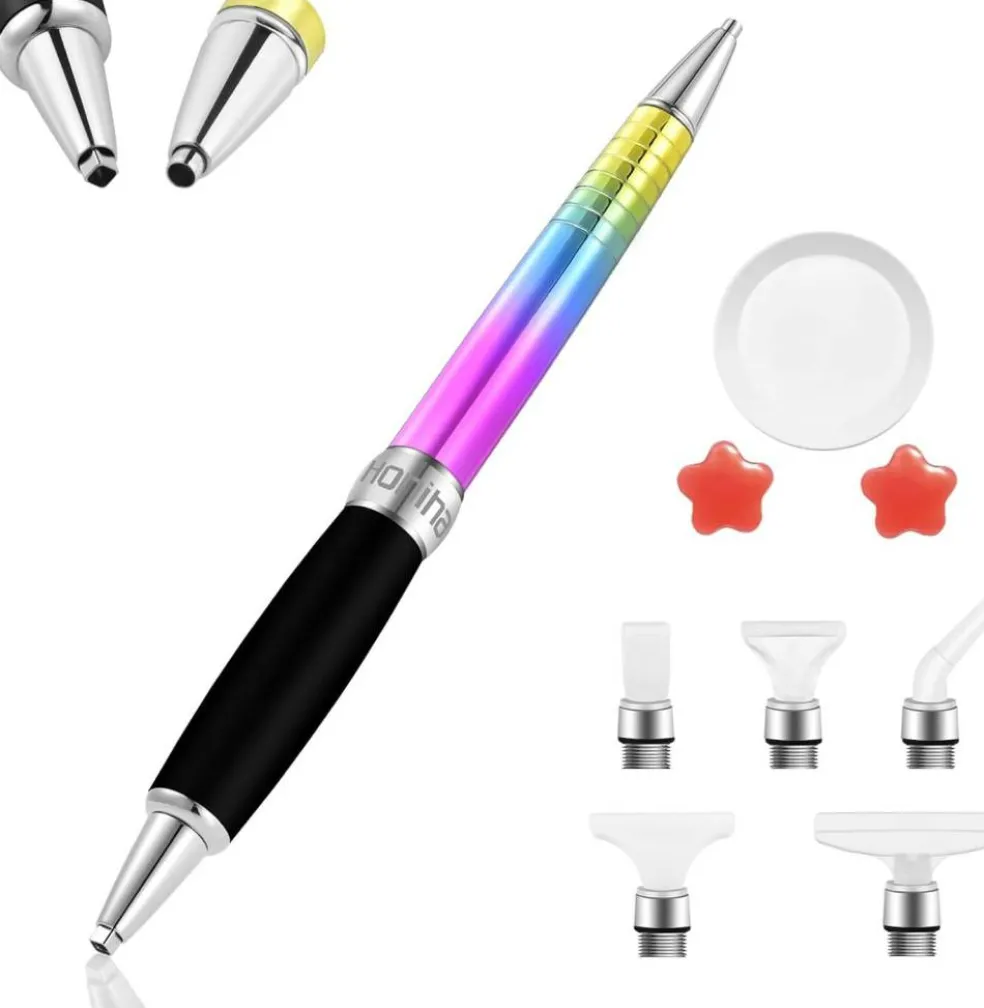 Square Diamond Painting Pen Set with Metal Tips, Round & Square Drill Heads & Multiplacer Tips