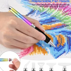 Square Diamond Painting Pen Set with Metal Tips, Round & Square Drill Heads & Multiplacer Tips