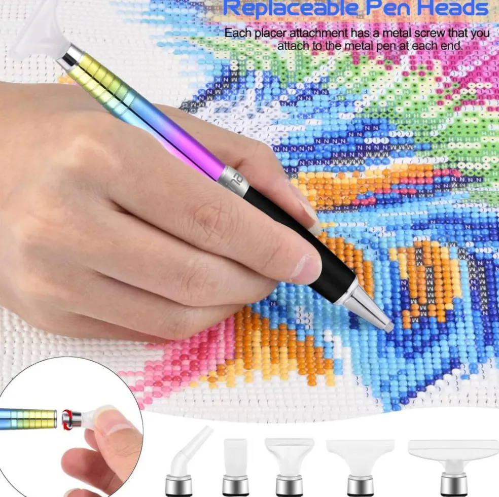 Square Diamond Painting Pen Set with Metal Tips, Round & Square Drill Heads & Multiplacer Tips