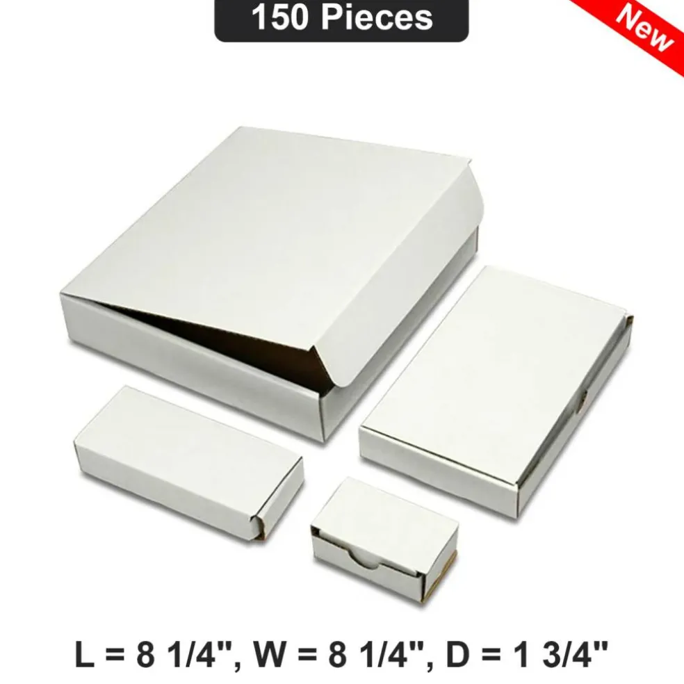 Square Packaging Box 8 1/4x8 1/4x1 3/4 Inch Durable Corrugated Cardboard Box