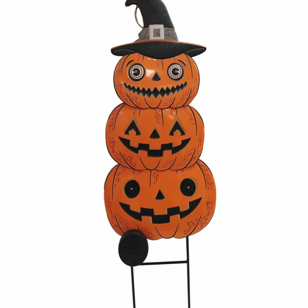 31.5" Stacked Jack-O'-Lantern Solar Powered Metal Yard Stake by Ashland®