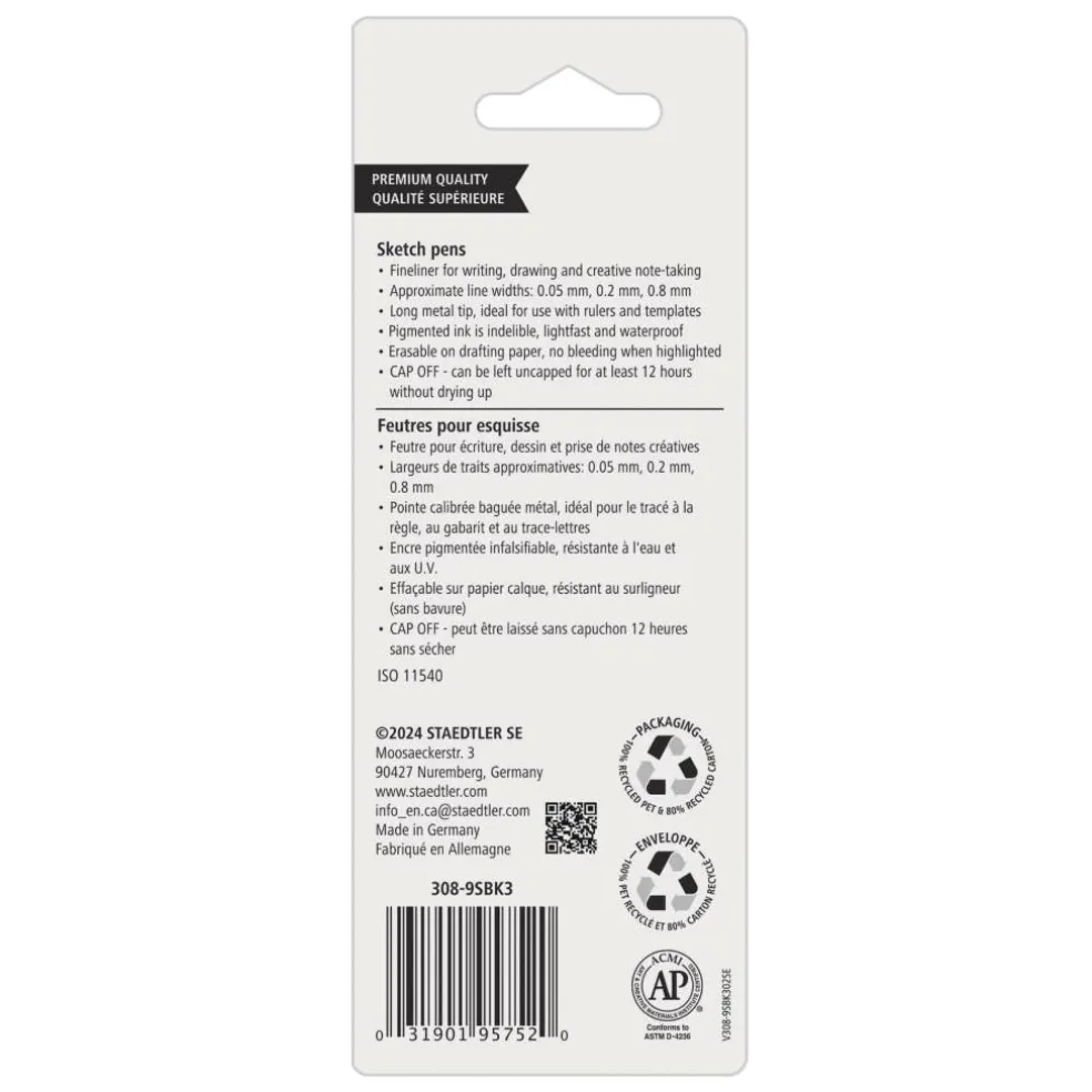 STAEDTLER® Black 3 Piece Pigment Liner Set