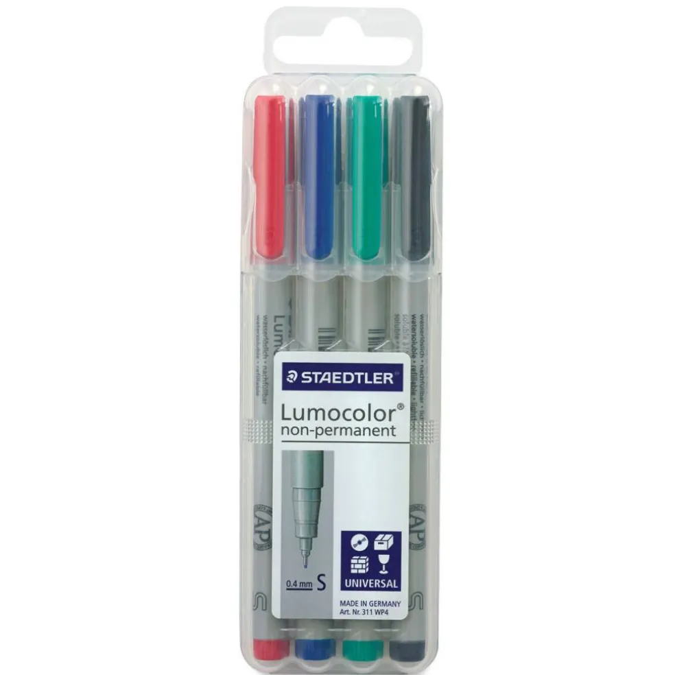 Staedtler Lumocolor Non-Permanent Markers - Super Fine, Set of 4