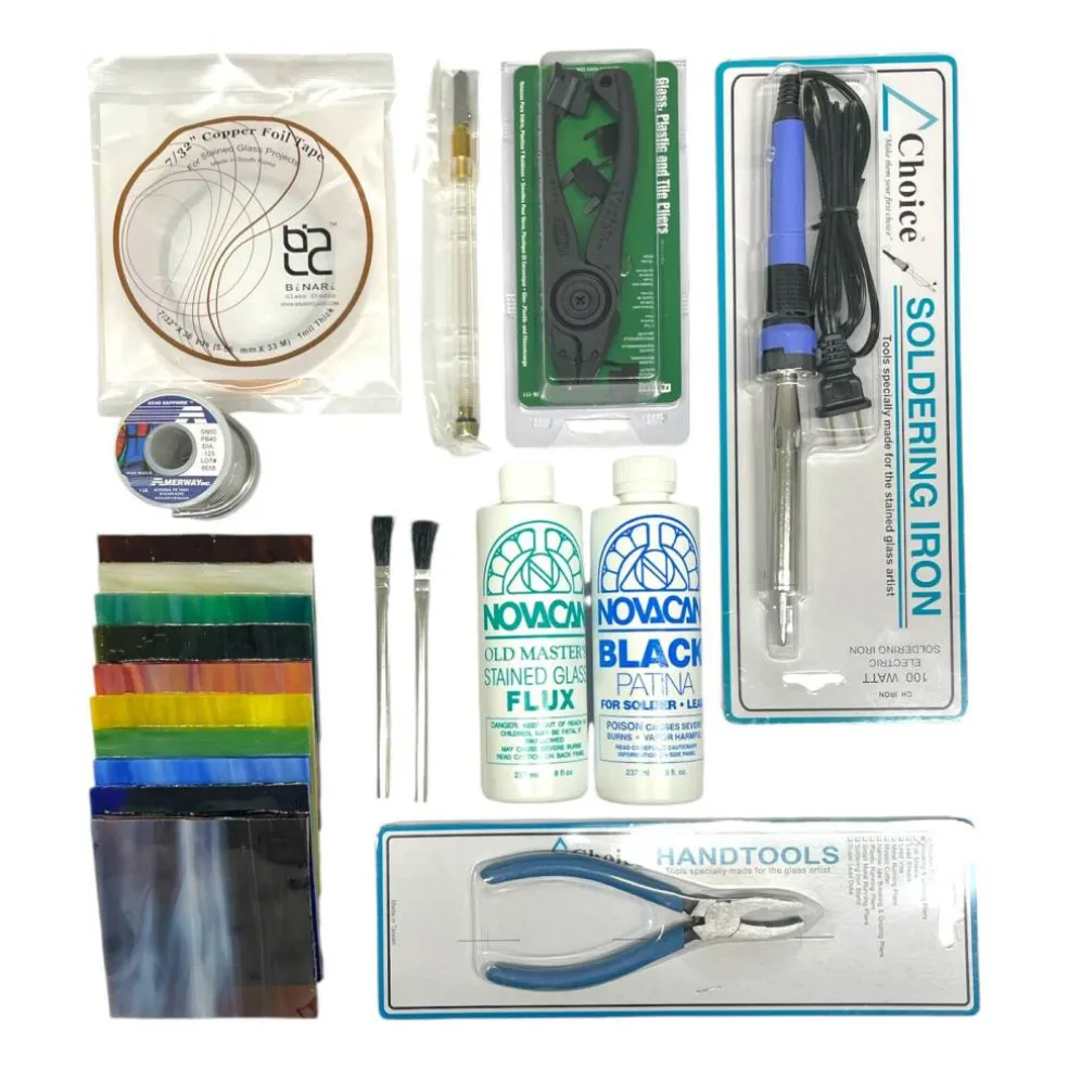Stained Glass Beginner Set | Start-Up Kit for Stained Glass Work - 10 ITEM