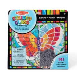 Stained Glass Made Easy Activity Kit: Butterfly - 140+ Stickers Kids Sticker Stained Glass Craft Kit; Sun Catchers for Kids Ages 5+