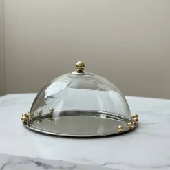 Stainless Steel Cake Dome With Gold Balls