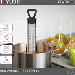 Stainless Steel Candy Deep Fry Food Cooking Kitchen Analog Thermometer, 12 Inches