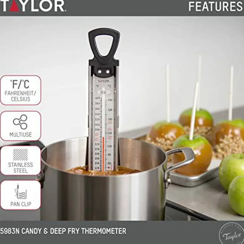 Stainless Steel Candy Deep Fry Food Cooking Kitchen Analog Thermometer, 12 Inches