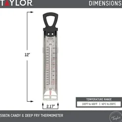 Stainless Steel Candy Deep Fry Food Cooking Kitchen Analog Thermometer, 12 Inches