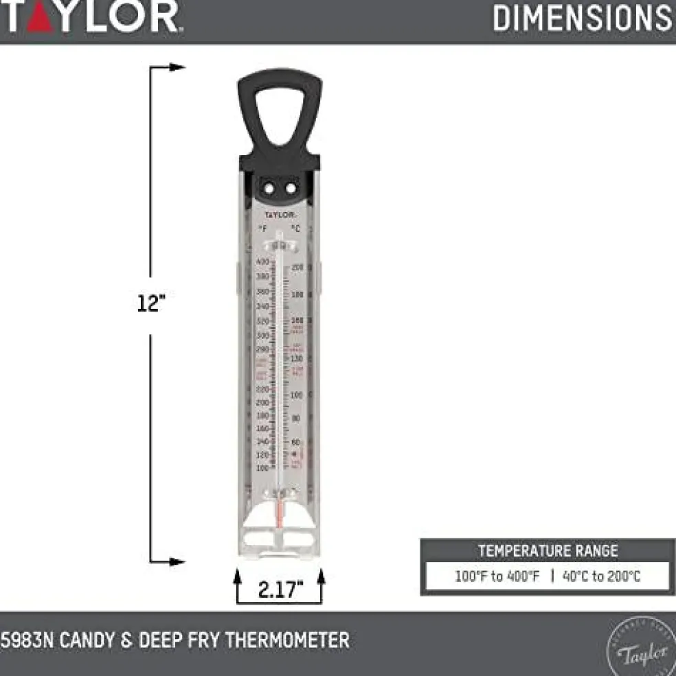 Stainless Steel Candy Deep Fry Food Cooking Kitchen Analog Thermometer, 12 Inches