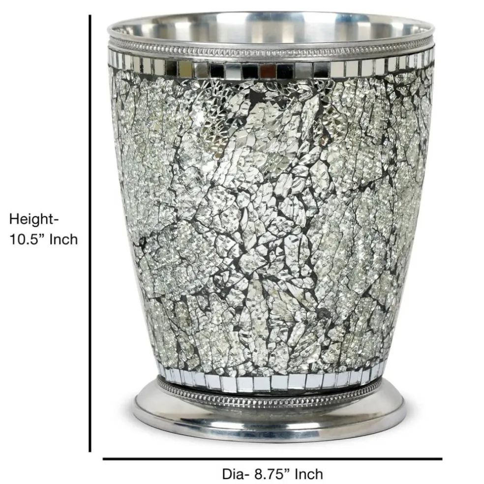 Stainless Steel Ice Mosaic Wastebasket | 7QT | Sleek & Durable Trash Can