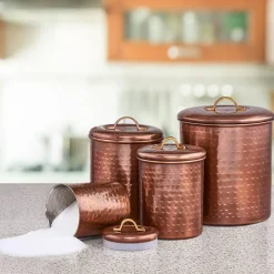 Stainless Steel Kitchen Canister | Hammered Copper Finish
