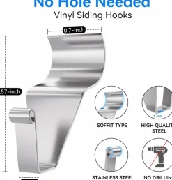 Stainless Steel Vinyl Siding Wall Hooks (15 Pack)