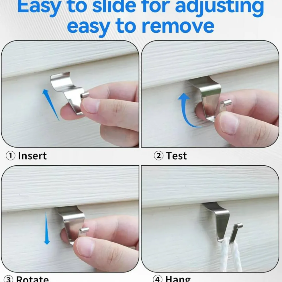 Stainless Steel Vinyl Siding Wall Hooks (15 Pack)
