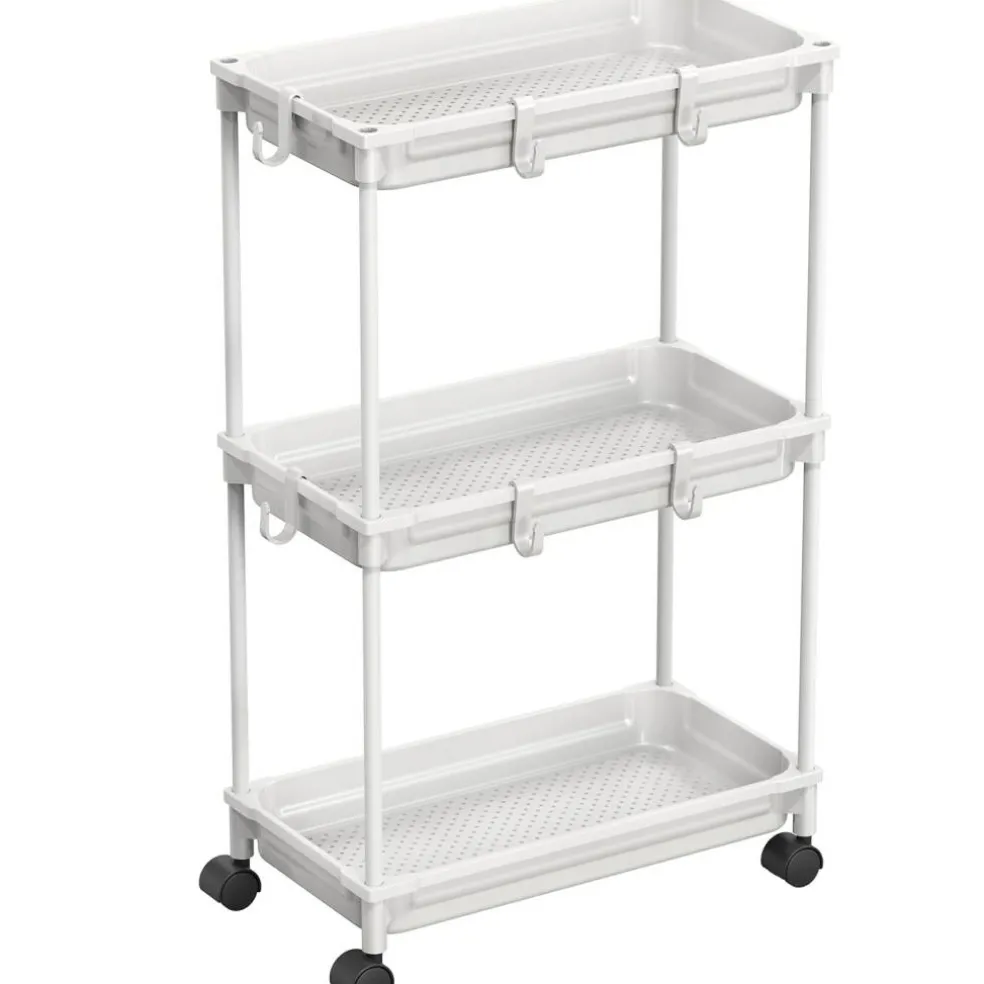 Standard 3-Tier Slim Rolling Storage Cart, White