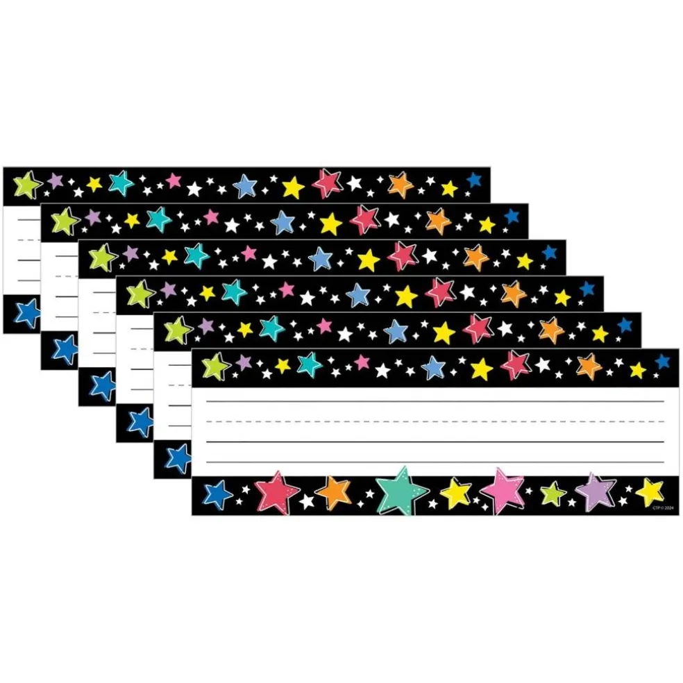 Star Bright Colorful Stars on Black Name Plates, 36 Per Pack, 6 Packs