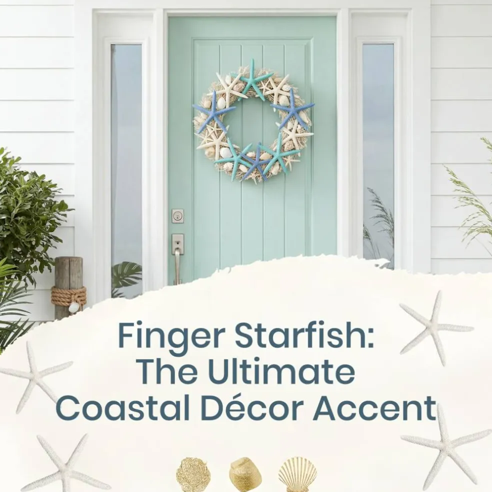 Starfish Decor 10 Blue Green & White Finger Star Fish 6-8 Inch Starfish for Crafts
