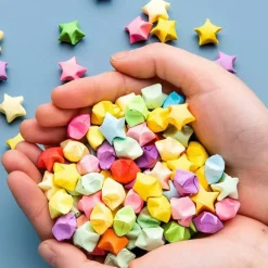 Star origami, star folded paper strips in color, handmade paper stars (10 color mix (1350 sheets))