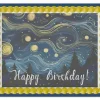 Starry Night Inspired Abstract Happy Birthday Edible Cake Topper-1/4 sheet
