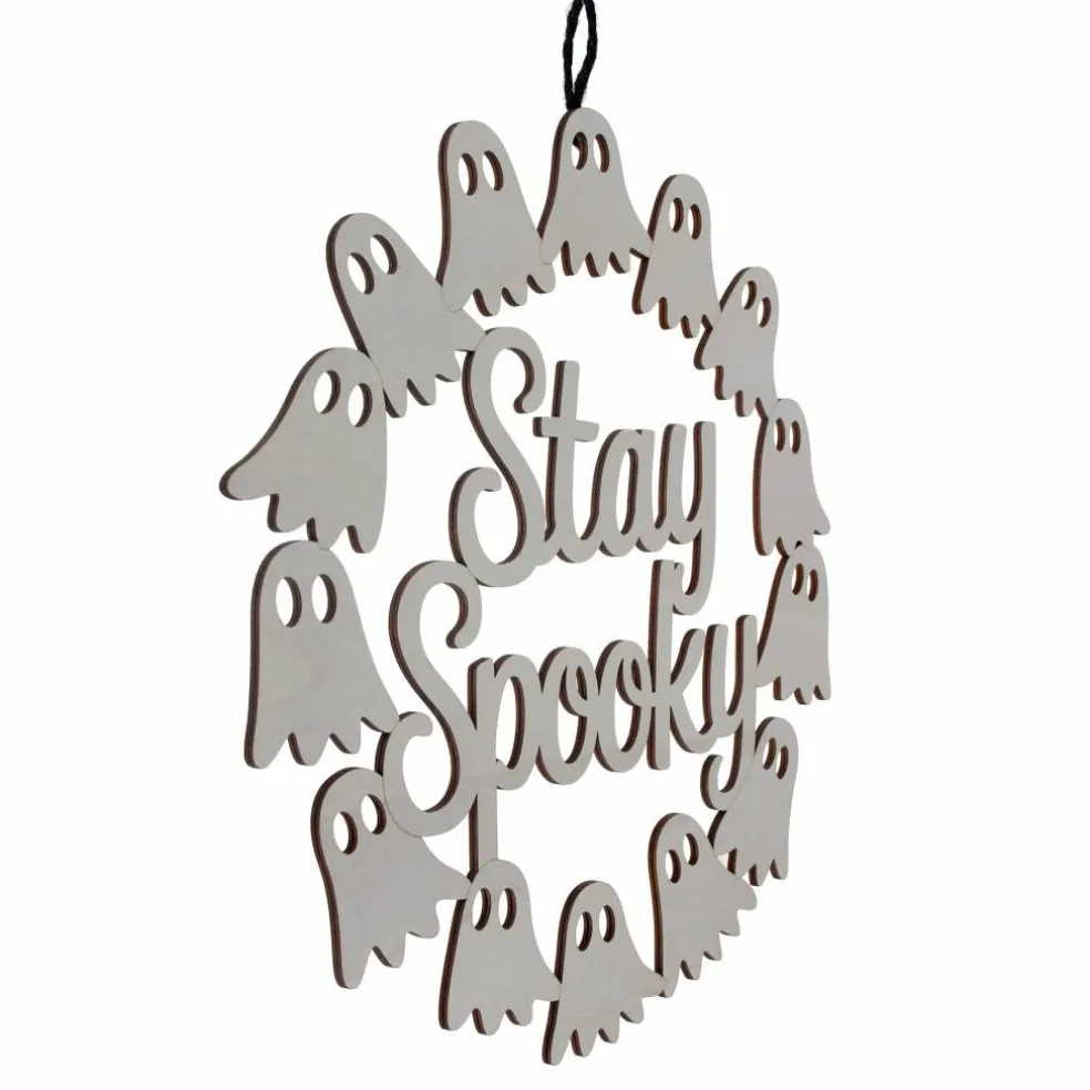 15.5" Stay Spooky Ghost Wreath DIY Wood Plaque by Make Market®