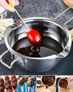 (18/8 Steel, 2 Cup Capacity, 480ML) Stainless Steel Double Boiler Pot for Melting Chocolate, Candy and Candle Making
