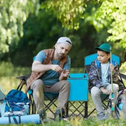 Steel Folding 2-Seater Camping Chair with Canopy and Cooler