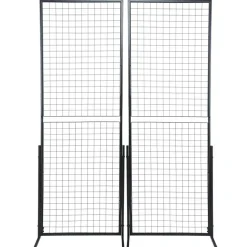 Steel Grid Wall Panel Display Rack Folding Wire Grid Organizer With Stand For Garage Storage Retail Display Black