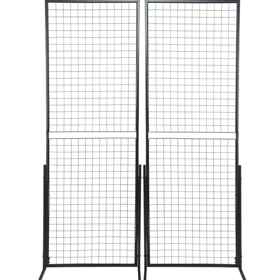 Steel Grid Wall Panel Display Rack Folding Wire Grid Organizer With Stand For Garage Storage Retail Display Black