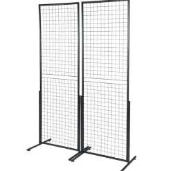 Steel Grid Wall Panel Display Rack Folding Wire Grid Organizer With Stand For Garage Storage Retail Display Black