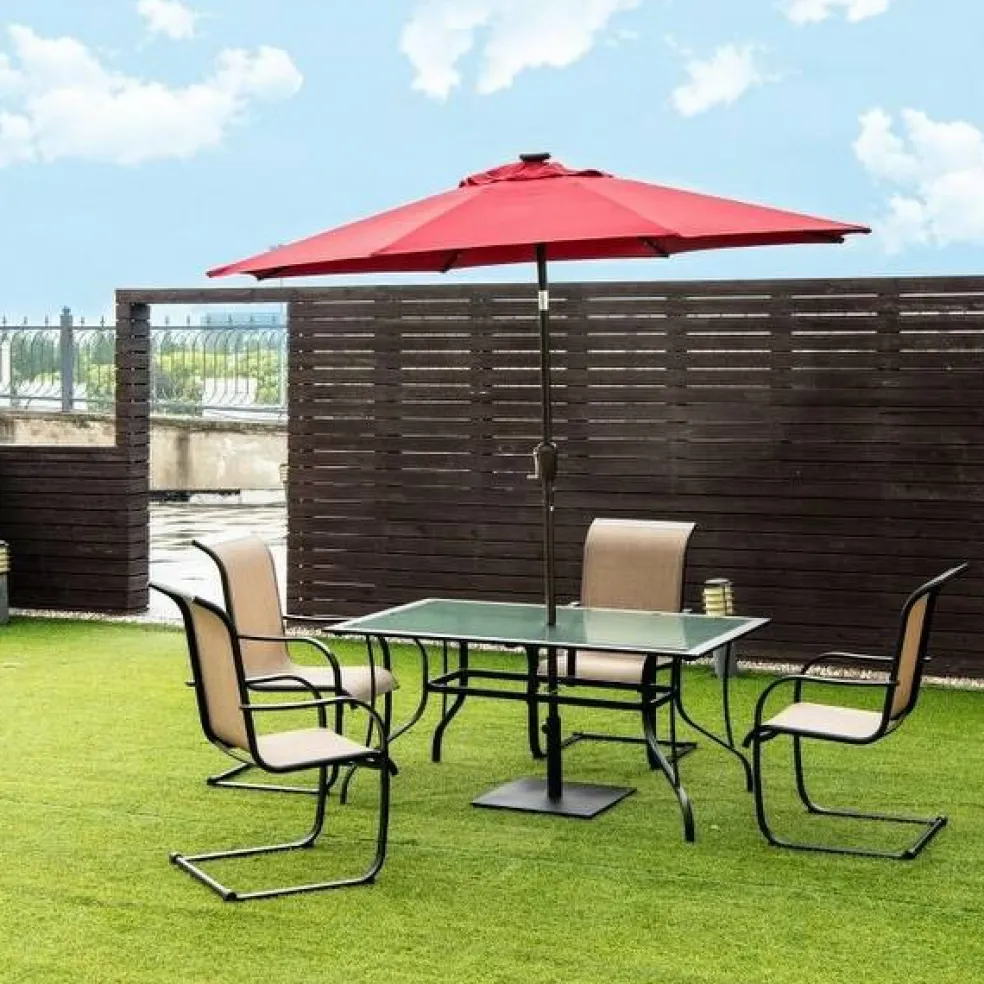 Steel Heavy Duty Patio Market Umbrella Base with 3 Adapters for Backyard