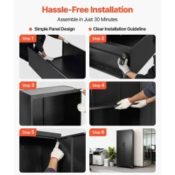 Steel Storage Cabinet 68.9 in Lockable with 4 Adjustable Shelves