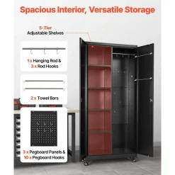 Steel Storage Cabinet 68.9 in Lockable with 4 Adjustable Shelves