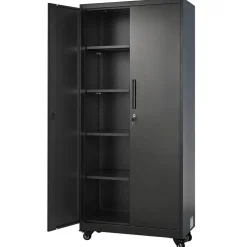 Steel Storage Cabinet 68.9 in Lockable with 4 Adjustable Shelves