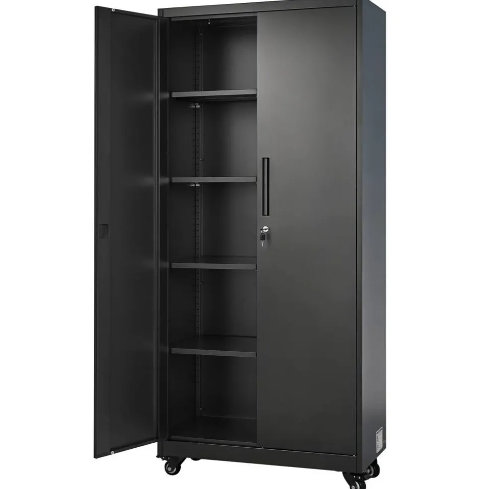 Steel Storage Cabinet 68.9 in Lockable with 4 Adjustable Shelves