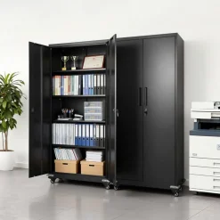 Steel Storage Cabinet 68.9 in Lockable with 4 Adjustable Shelves