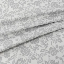 Stitch & Sparkle Fabrics Dark Romance Toss Rose Silver Cotton Fabric