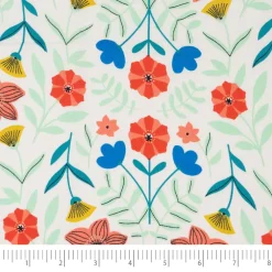 Stitch & Sparkle Modern Scandinavian Small Flowers White Cotton Fabric
