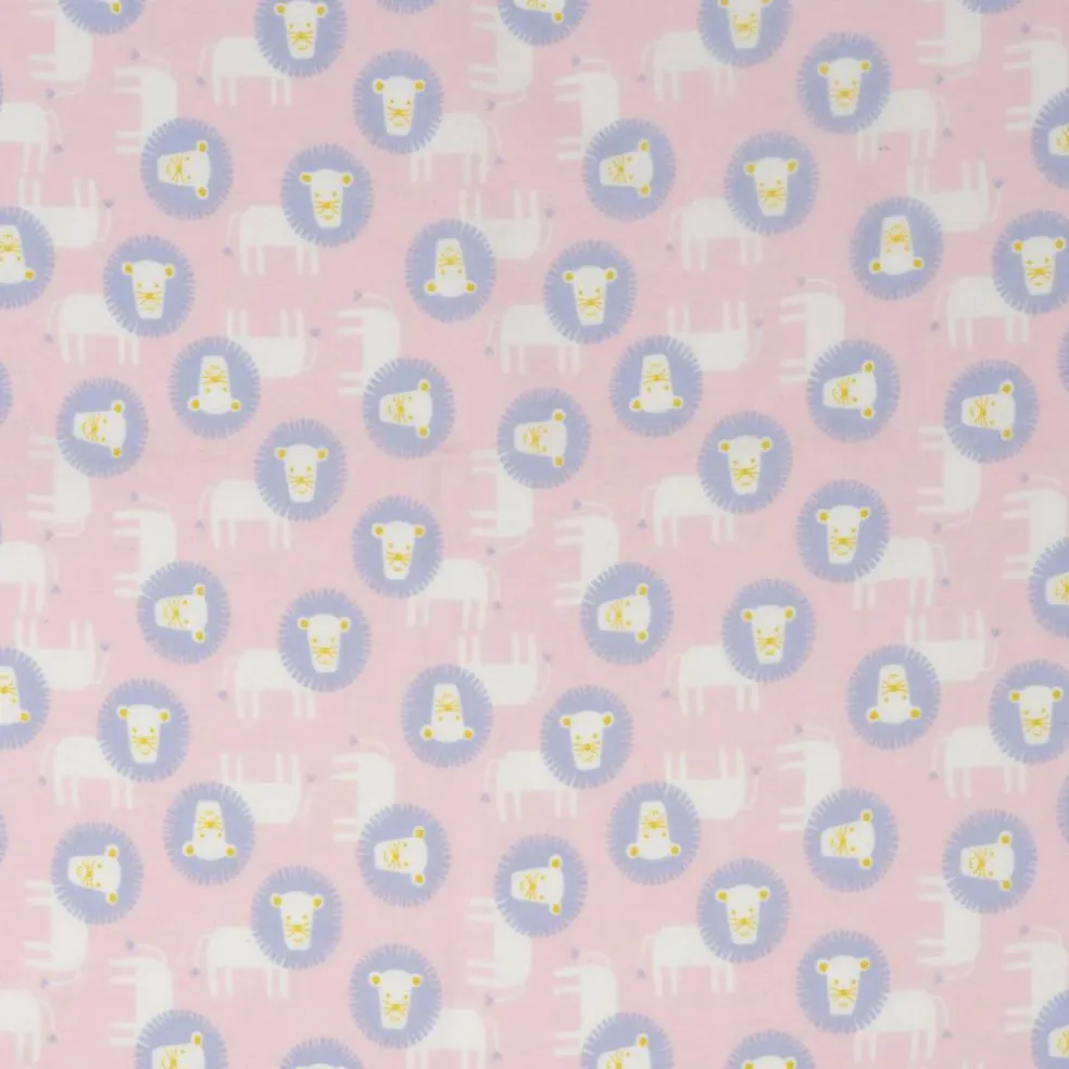 Stitch & Sparkle Pink Baby Lions Cotton Flannel Fabric