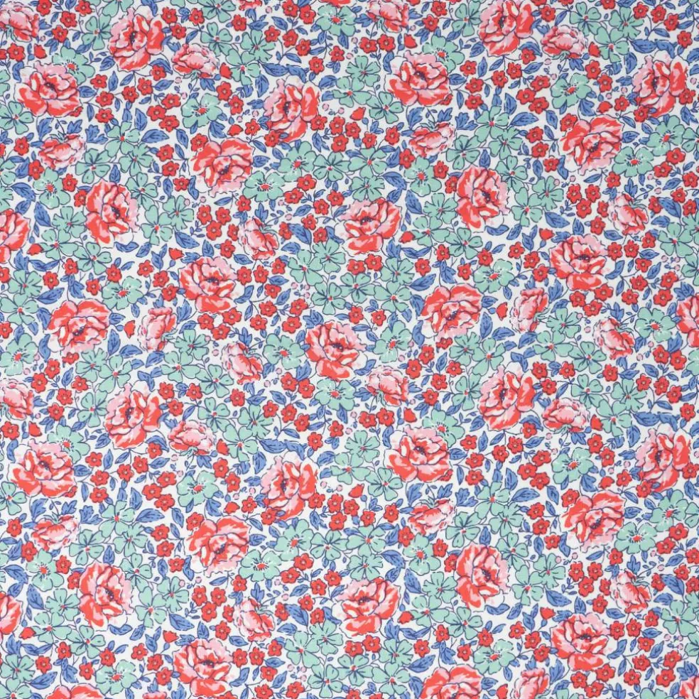 Stitch & Sparkle Vintage Mix & Match Blossom Cobalt Malachite Cotton Fabric