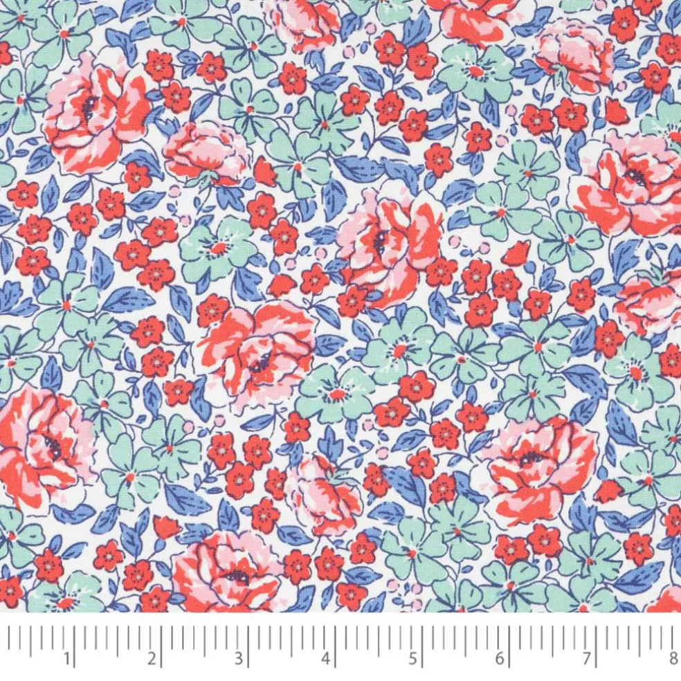 Stitch & Sparkle Vintage Mix & Match Blossom Cobalt Malachite Cotton Fabric