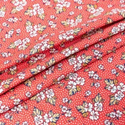 Stitch & Sparkle Vintage Mix & Match Floral Dot Raspberry Cotton Fabric