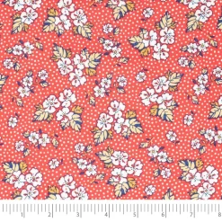 Stitch & Sparkle Vintage Mix & Match Floral Dot Raspberry Cotton Fabric