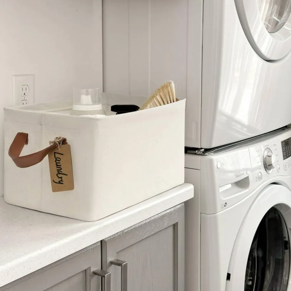 Storage Baskets for Shelves, Closet Organizers and Storage, Modern, Beige, 2-Pack, 16 ¾" L x 11" W x 9 ¾" H