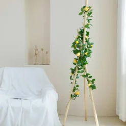 3 Strands Lemon Artificial Vines, 71" Lemon Silk Vine Garland with Green Leaves, Fake Hanging Plants Greenery Decor for Home, Bedroom, Wall, Party, Wedding Decoration