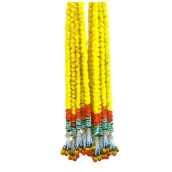 2 Strings Artificial Marigold Flowers Garland for Home, Party Door Hanging Diwali Decorations Day of the Dead Dia De Los Muertos Ofrenda Halloween Marygold Traditional Indian Theme Decor