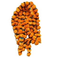 5 Strings Artificial Marigold Mango Leaf Garland for Home Party Door Hanging Diwali Navratri Decorations Day of the Dead Dia De Los Muertos Ofrenda Halloween Mexican Fiesta Party Decor