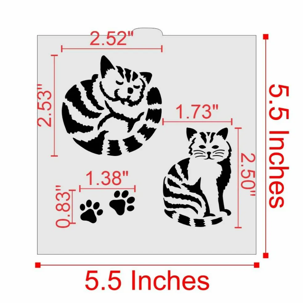 Striped Cat Cookie & Craft Stencil | CM029 by Designer Stencils | Stencils for Royal Icing, Airbrush, Dusting Powder |
