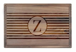 Stripe Monogram Walnut Cutting Board