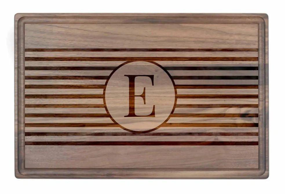 Stripe Monogram Walnut Cutting Board